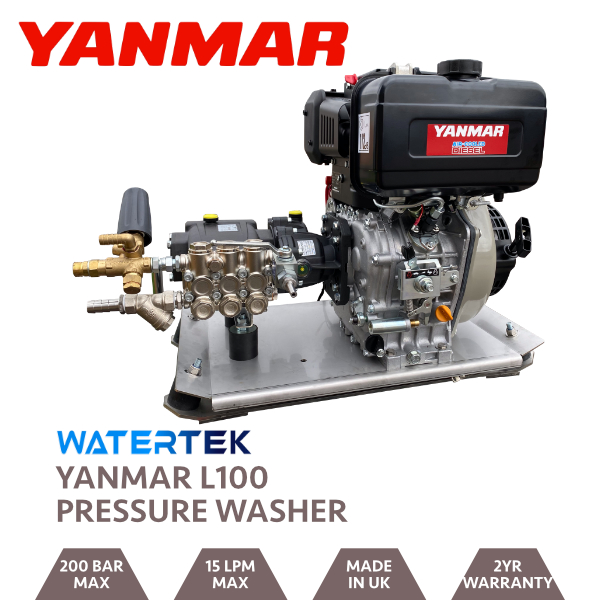 Watertek Pro Yanmar L100 15LPM 200 BAR Mazzoni Pressure Washer Skid
